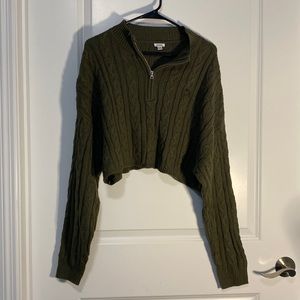 green cropped garage sweatshirt